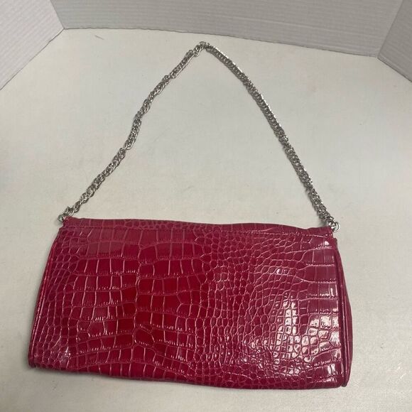 WHITE HOUSE BLACK MARKET‎ Croc Style Women’s Shoulder Bag Turn Lock Evening Bag - Picture 3 of 9